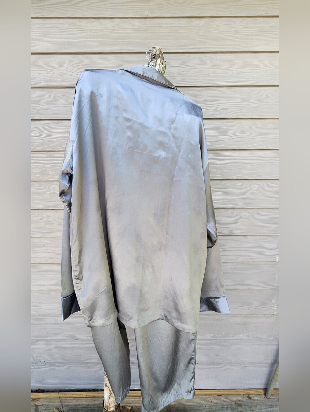 Intimo 100% Silk Silver Pajama Xl - Picture 2 of 13
